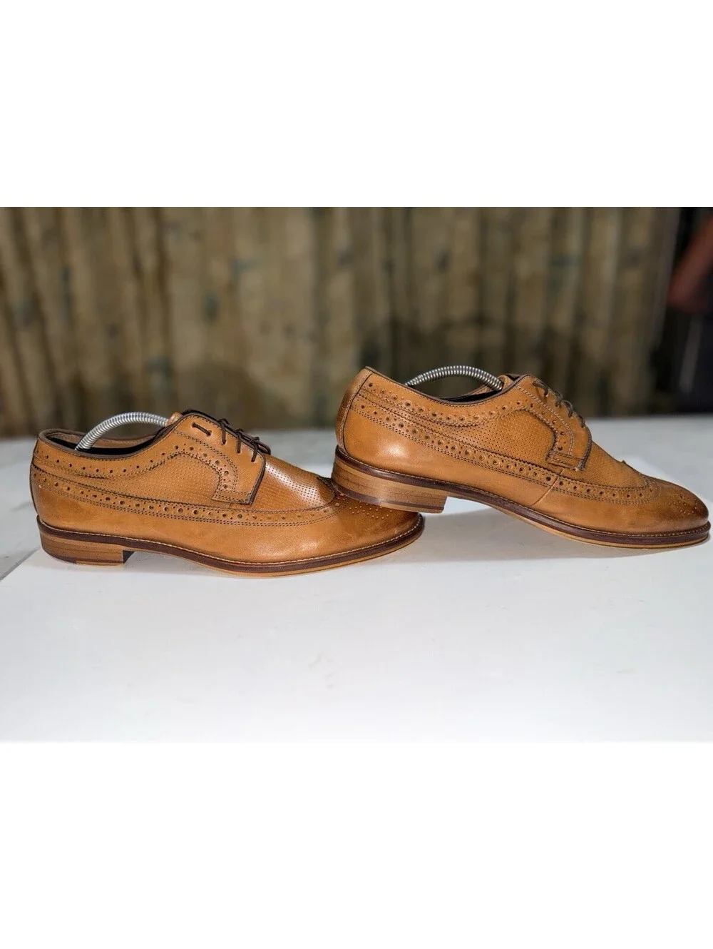 Johnston & Murphy Shoes Mens Size 10.5 Brown Leather Wingtip Brogue Dress Oxford